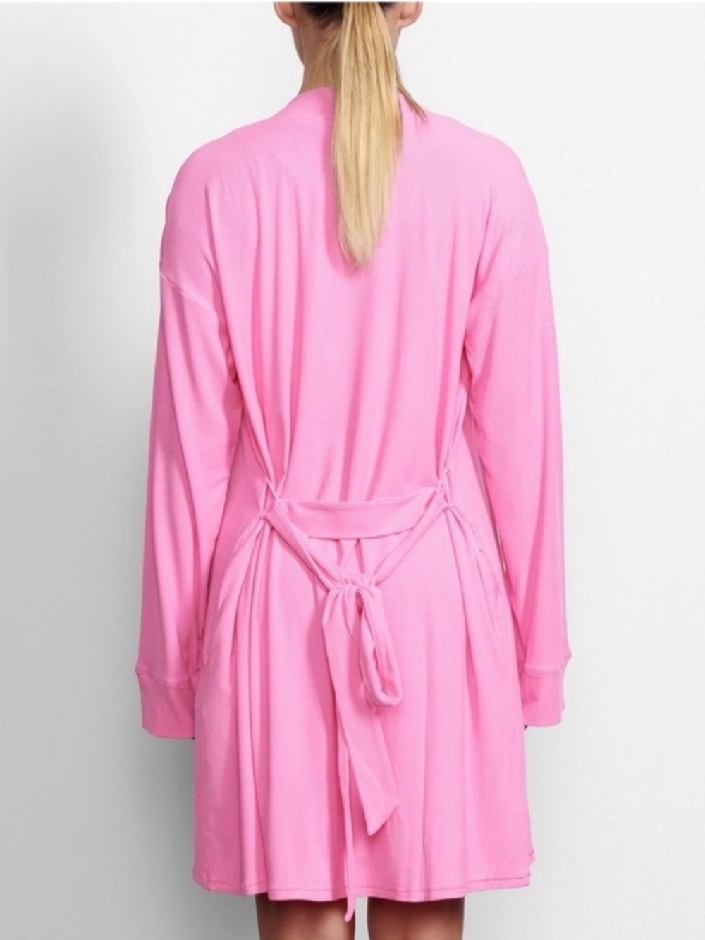 Skims Soft Lounge Ribbed Robe Bubblegum Size Large - Picture 3 of 4